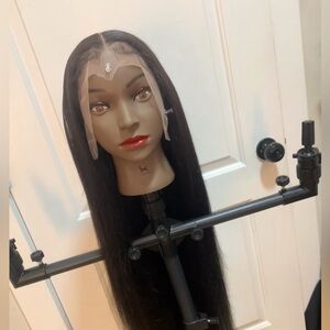 Sleek Long 1b Indian Temple Human Hair Wig